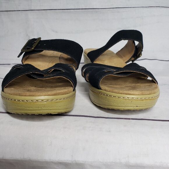 Land's End sandal 8 b black faux cork shoe - Picture 8 of 8